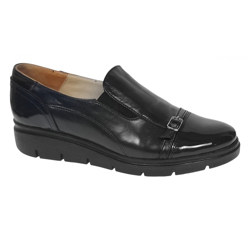 Pantofi dama casual din piele naturala Negru - P103NLAC