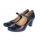 Marimea 39 Pantofi dama eleganti din piele naturala bleumarin cu toc de 7cm P104BLM7