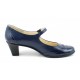 Pantofi dama eleganti din piele naturala cu toc mic -  Model bleumarin P104BLU