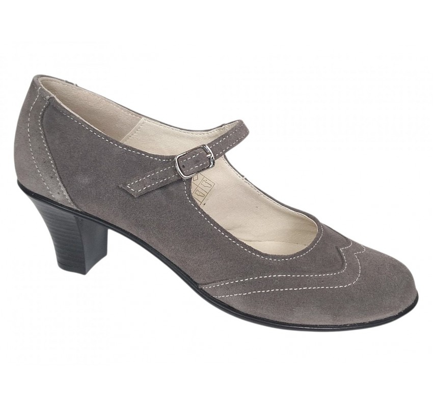 Marimea 37 Pantofi dama eleganti din piele naturala intoarsa Gri P104GRI5VEL