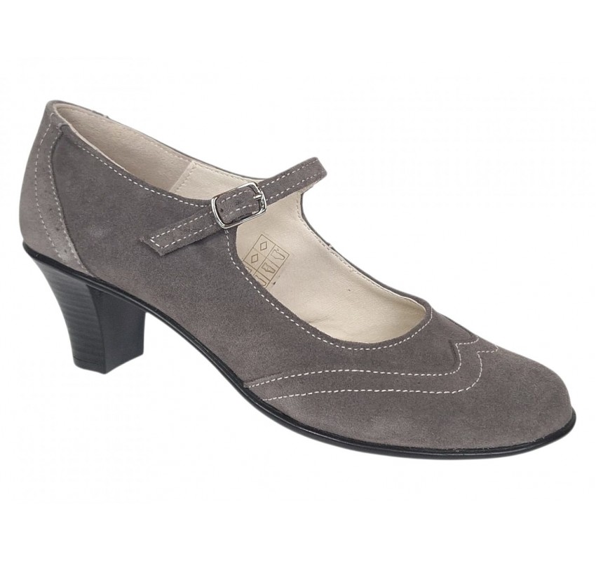 Marimea 37 Pantofi dama eleganti din piele naturala intoarsa Gri P104GRI5VEL