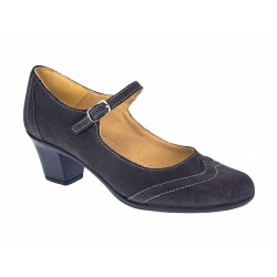 Pantofi dama eleganti din piele naturala intoarsa, gri, toc de  5cm, foarte comozi P104GRIVEL