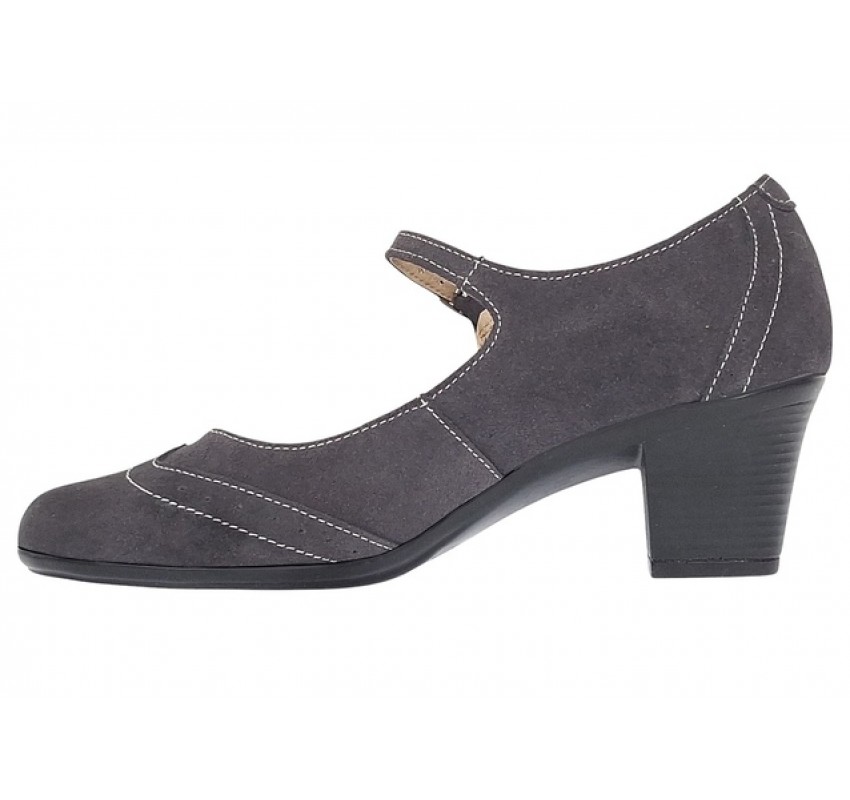 Pantofi dama eleganti din piele naturala intoarsa gri toc de  5cm P104GRIVEL