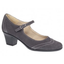 Pantofi dama eleganti din piele naturala intoarsa gri toc de  5cm P104GRIVEL