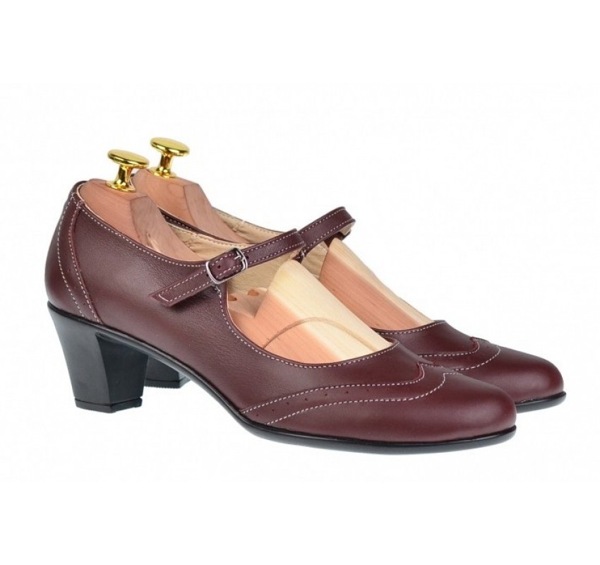 Pantofi dama eleganti din piele naturala grena - P104GRN