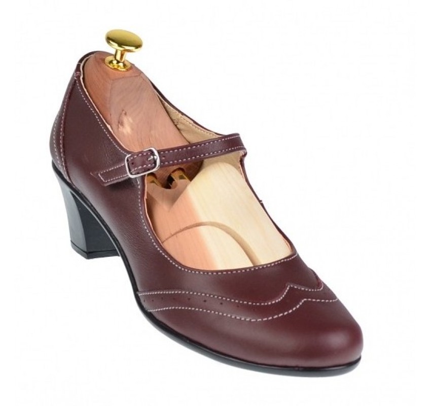 Pantofi dama eleganti din piele naturala grena - P104GRN