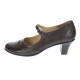 Pantofi dama eleganti din piele naturala cu toc mic si bareta - P104MARO