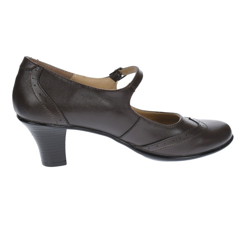 Pantofi dama eleganti din piele naturala cu toc mic de 5cm,  foarte comozi  - P104MARO