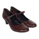 Marimea 35, 37 Pantofi dama piele naturala maro – eleganti, comozi, toc mediu stabil de 5 cm P104M