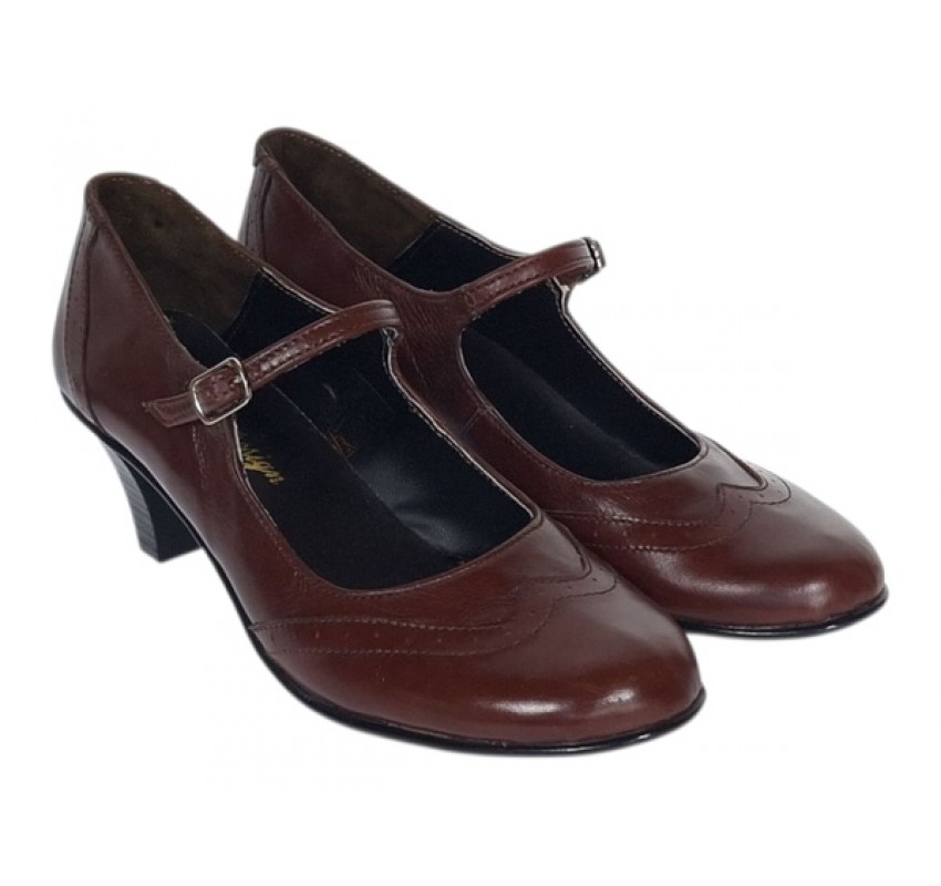 Marimea 35, 37 Pantofi dama piele naturala maro – eleganti, comozi, toc mediu stabil de 5 cm P104M