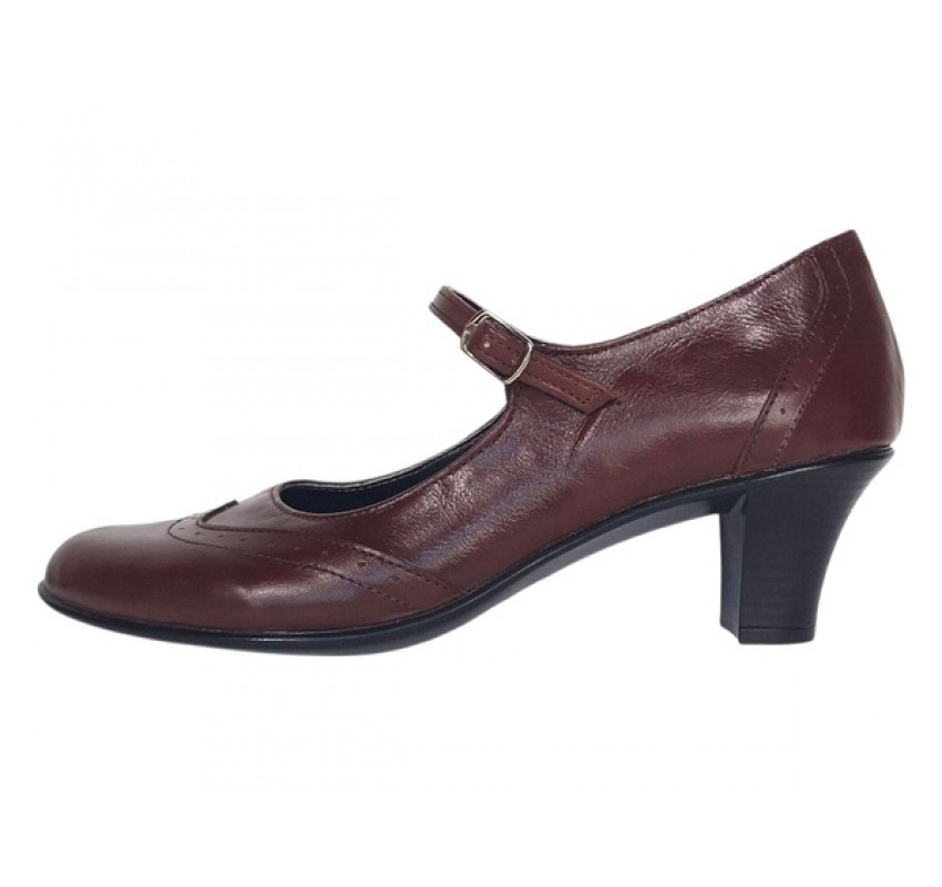 Marimea 35, 37 Pantofi dama piele naturala maro – eleganti, comozi, toc mediu stabil de 5 cm P104M