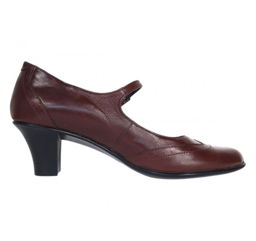 Marimea 35, 37 Pantofi dama piele naturala maro – eleganti, comozi, toc mediu stabil de 5 cm P104M