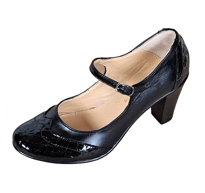 Pantofi dama, eleganti, din piele naturala cu toc 5cm sau 7cm - Made in Romania P104NLCRT7