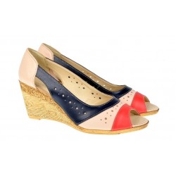 Saboti dama de vara decupati - Piele naturala P104RBEJBL