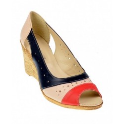 Saboti dama de vara decupati - Piele naturala P104RBEJBL