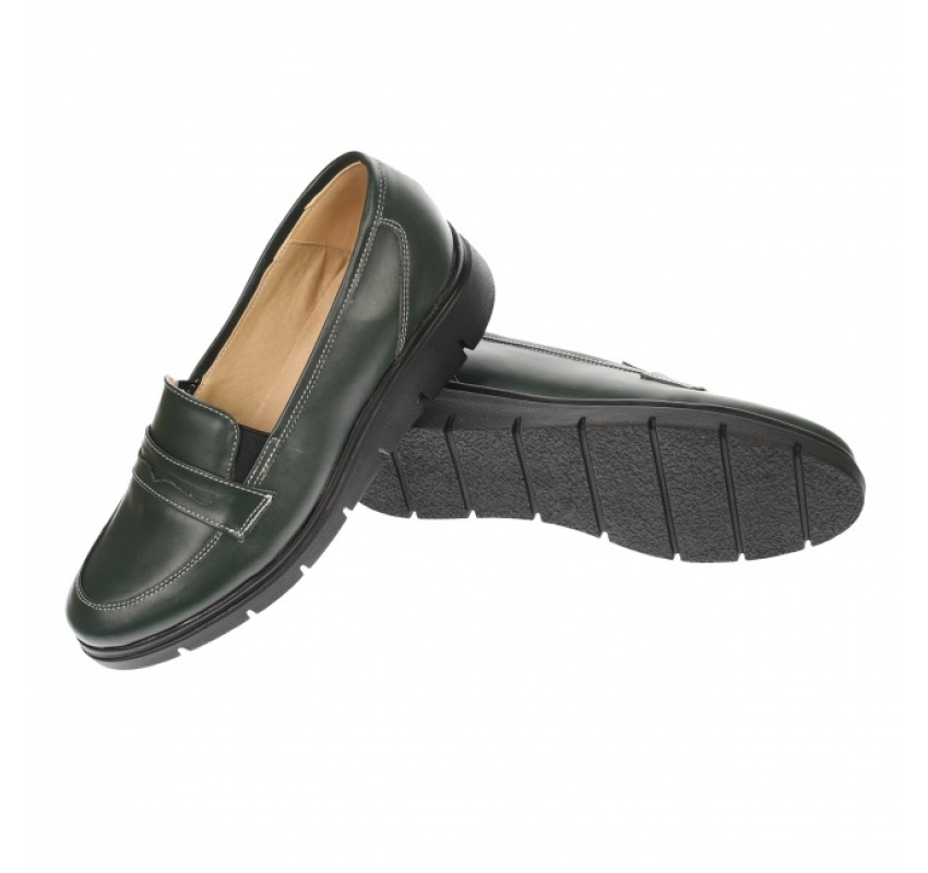   Pantofi dama, casual, din piele naturala, verde, foarte comozi - P105VBOX