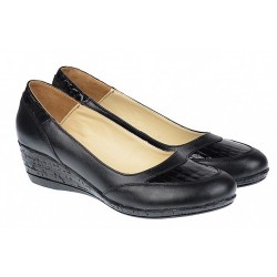 Pantofi dama piele naturala cu platforma - Mira Negru P12N
