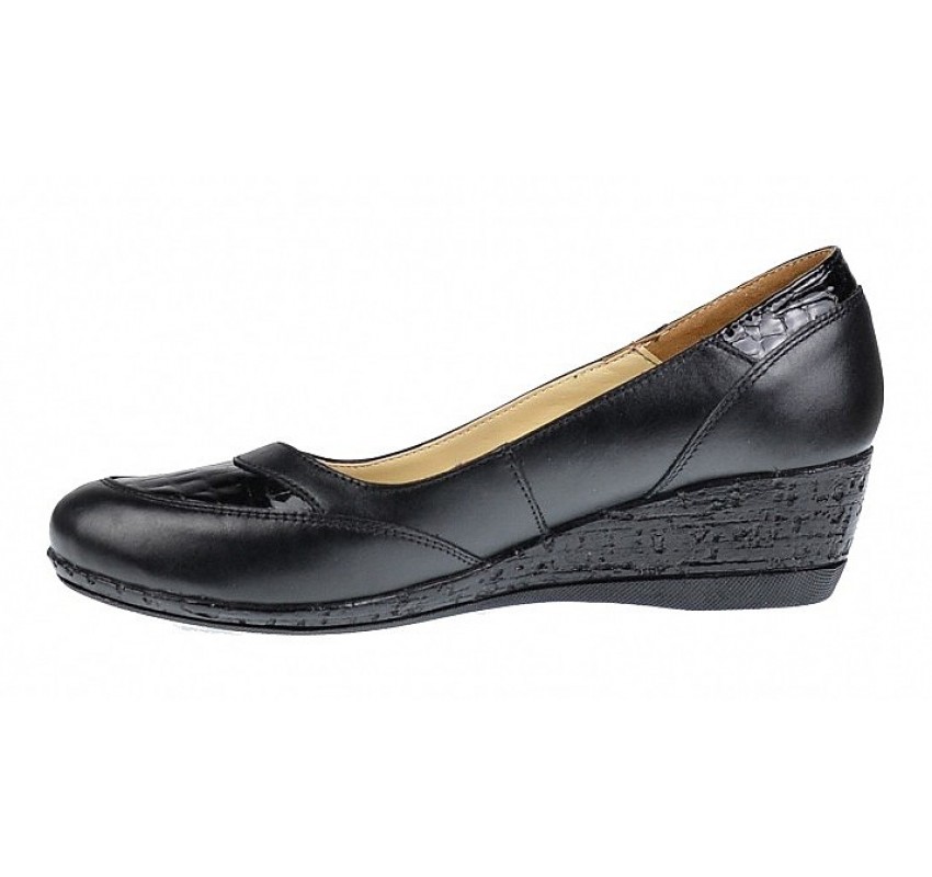 Pantofi dama piele naturala cu platforma - Mira Negru P12N
