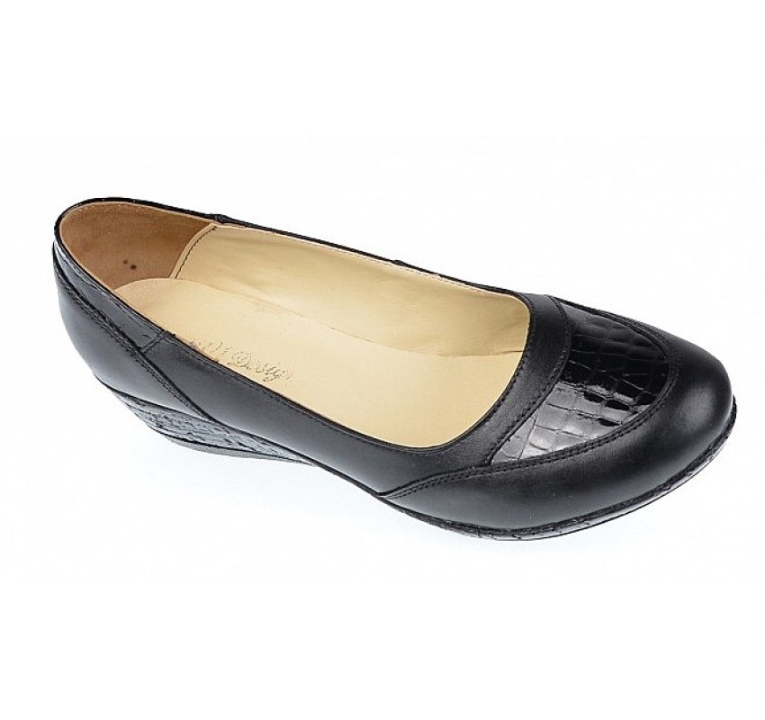 Pantofi dama piele naturala cu platforma - Mira Negru P12N