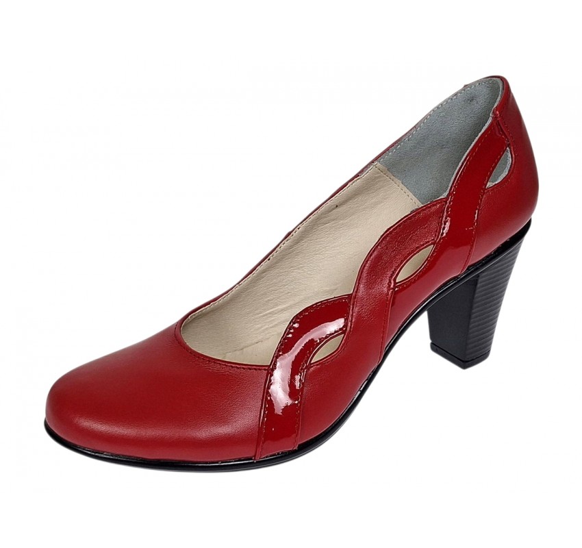 Pantofi dama din piele naturala cu toc de 7cm Katty Alb P134233ALB