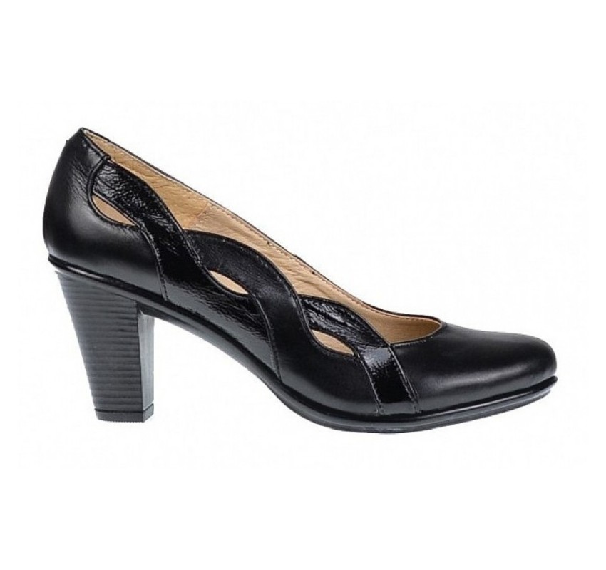 Marimea 37 Pantofi dama din piele naturala, negri eleganti P134233NLAC