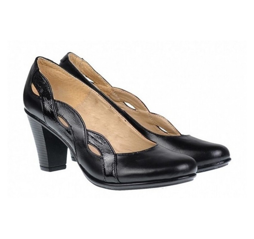 Marimea 37 Pantofi dama din piele naturala, negri eleganti P134233NLAC
