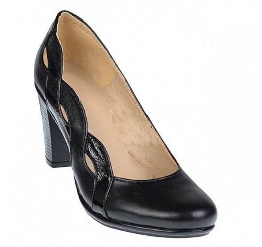 Marimea 37 Pantofi dama din piele naturala, negri eleganti P134233NLAC