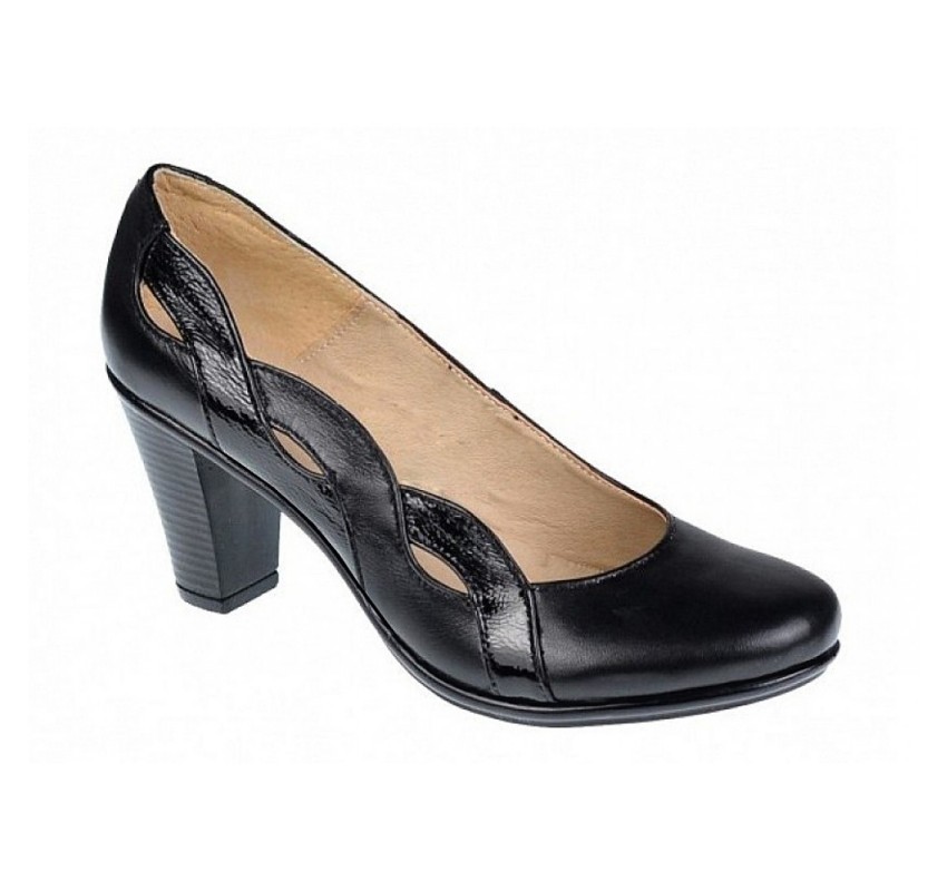 Marimea 37 Pantofi dama din piele naturala, negri eleganti P134233NLAC
