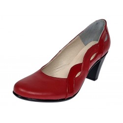 Pantofi dama din piele naturala cu toc de 7cm Katty Rosu P134233RL