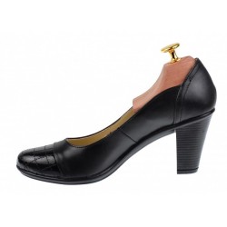 Pantofi dama eleganti din piele naturala cu varf lacuit, croco, toc 7cm P13423LACN