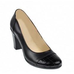 Pantofi dama eleganti din piele naturala cu varf lacuit, croco, toc 7cm P13423LACN