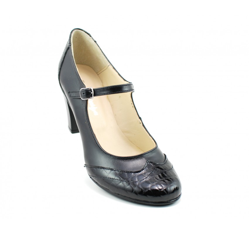 Pantofi dama eleganti din piele naturala, cu toc de 7cm - Made in Romania P13423NCROCO