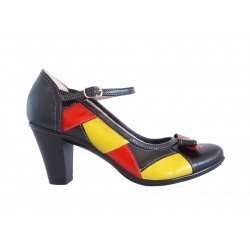 Pantofi dama din piele naturala, toc de 7cm - P13423NRG