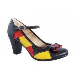 Pantofi dama din piele naturala, toc de 7cm - P13423NRG