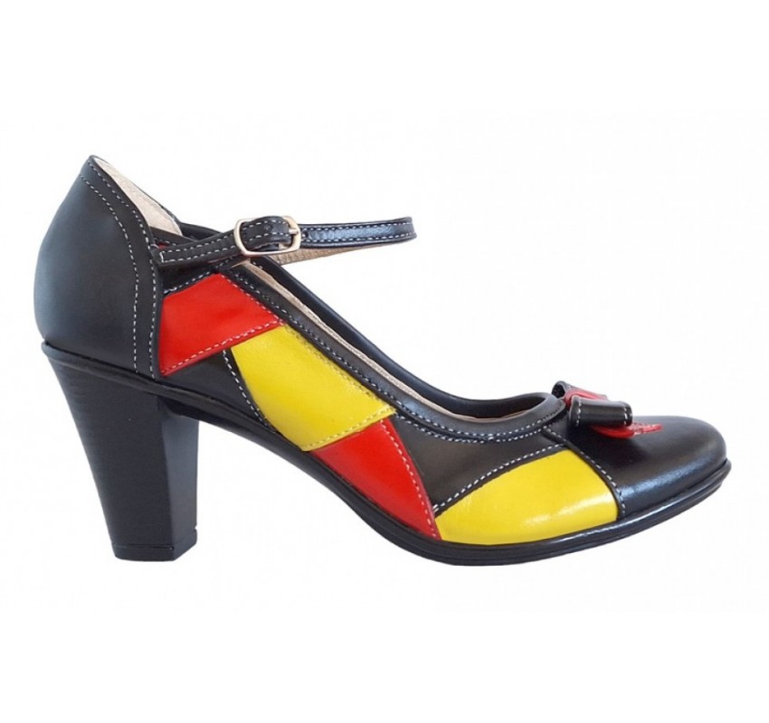Marimea 36 Pantofi dama din piele naturala, toc de 7cm - P13423NRG