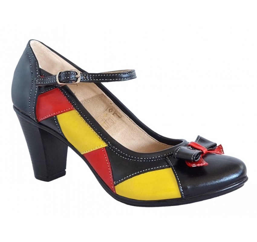 Marimea 36 Pantofi dama din piele naturala, toc de 7cm - P13423NRG
