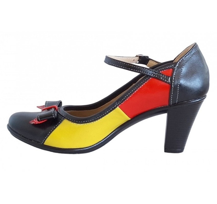 Marimea 36 Pantofi dama din piele naturala, toc de 7cm - P13423NRG
