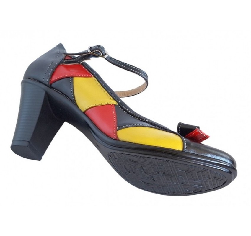 Marimea 36 Pantofi dama din piele naturala, toc de 7cm - P13423NRG