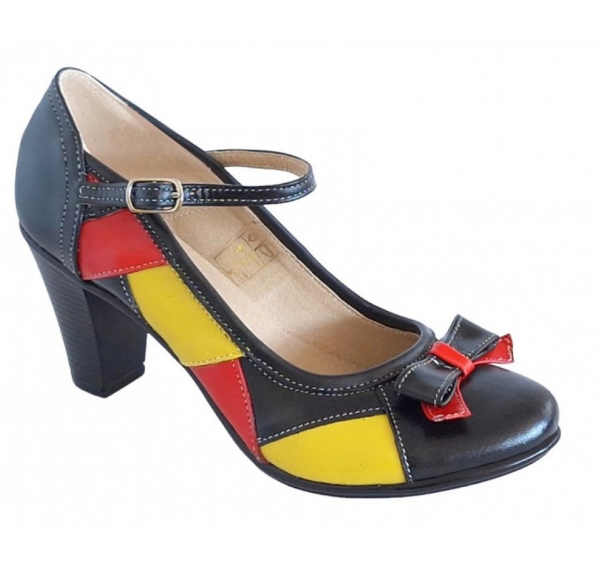 Marimea 36 Pantofi dama din piele naturala, toc de 7cm - P13423NRG