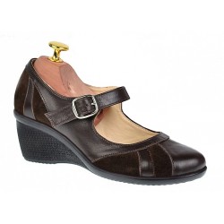 Pantofi dama din piele naturala cu bareta - Model casual P13 Maro