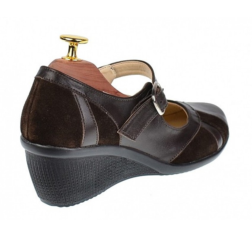 Pantofi dama din piele naturala cu bareta - Model casual P13 Maro