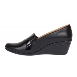Pantofi dama piele naturala cu platforme de 5 cm P14 Negru Box