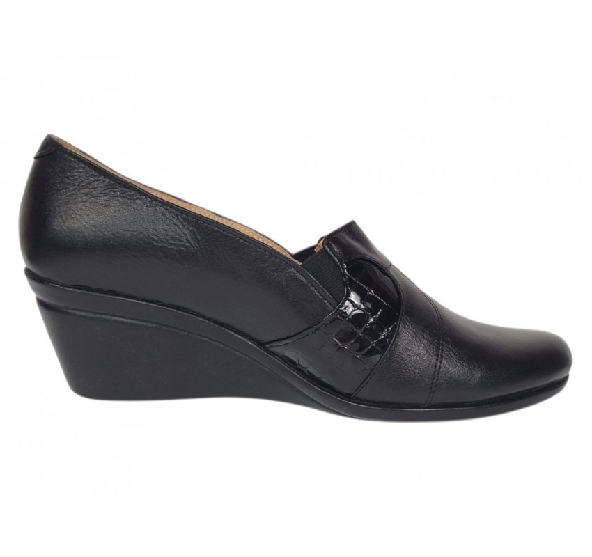 Pantofi dama casual din piele naturala cu talpa tip pana de 6 cm P15N