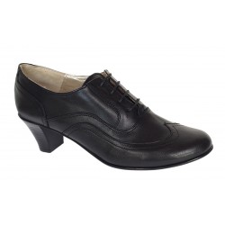 Marimea 39 Pantofi dama casual din piele naturala box - Model Negru cu siret P17BL