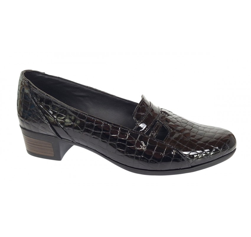 Pantofi dama comozi casual din piele naturala negru croco P18CRN
