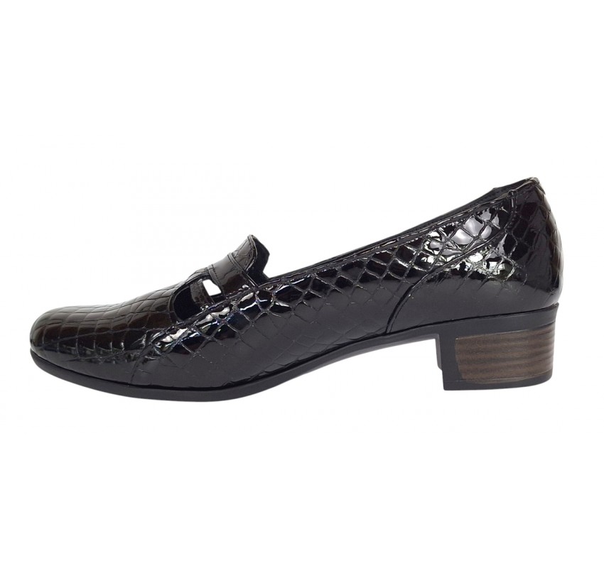 Pantofi dama comozi casual din piele naturala negru croco P18CRN