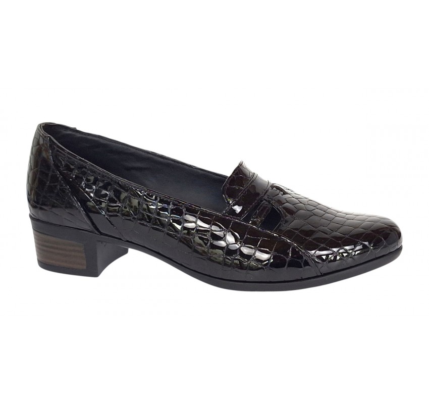 Pantofi dama comozi casual din piele naturala negru croco P18CRN