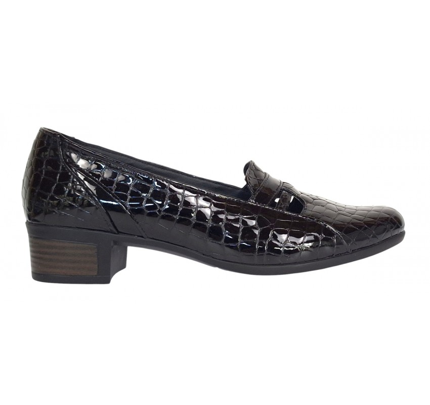 Pantofi dama comozi casual din piele naturala negru croco P18CRN