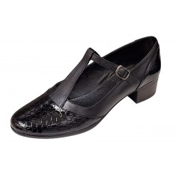 Pantofi dama cu bareta pentru dans Negru din piele naturala Croco P18CTCRN