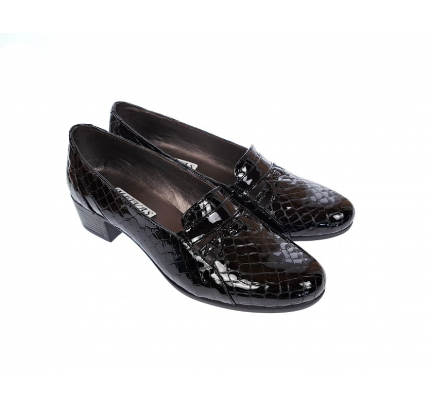 Pantofi dama, din piele naturala, croco lac, cu toc de 5cm, P18NCR